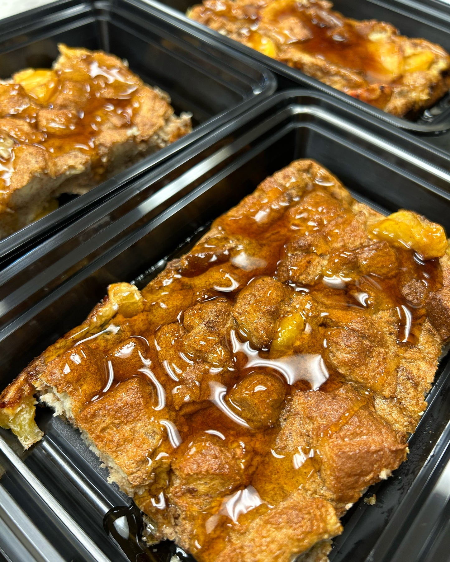Peach Cobbler French Toast Bake, Tasty Weight Loss Meal from Fit Foodie Meals
