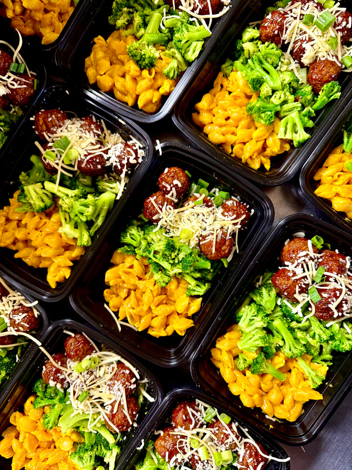 BBQ Meatballs w/Broccoli & Mac